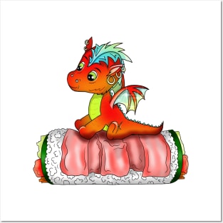 animal sushi dragon roll cartoon Posters and Art